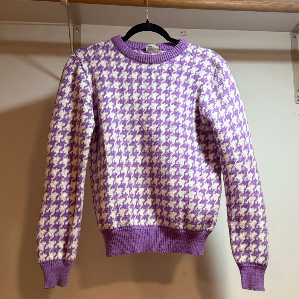 VINTAGE Purple Houndstooth Crewneck Sweater